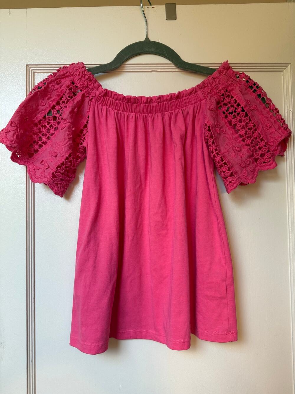 Lilly Pulitzer Fayette Off-the-Shoulder Top featuring decorative eyelet sleeves